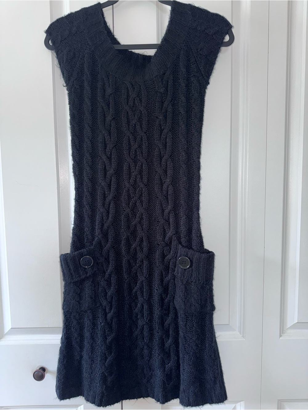 Derek Heart Black Cable-Knit Sleeveless Pocket Dress